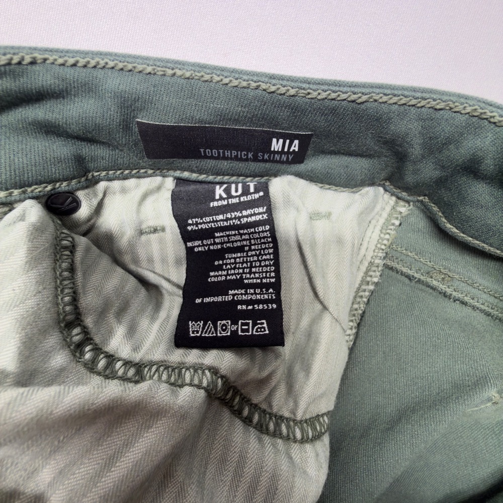 KUT from the Kloth Mia Toothpick Skinny Sage Green Jeans  Size 16 - Picture 5 of 9